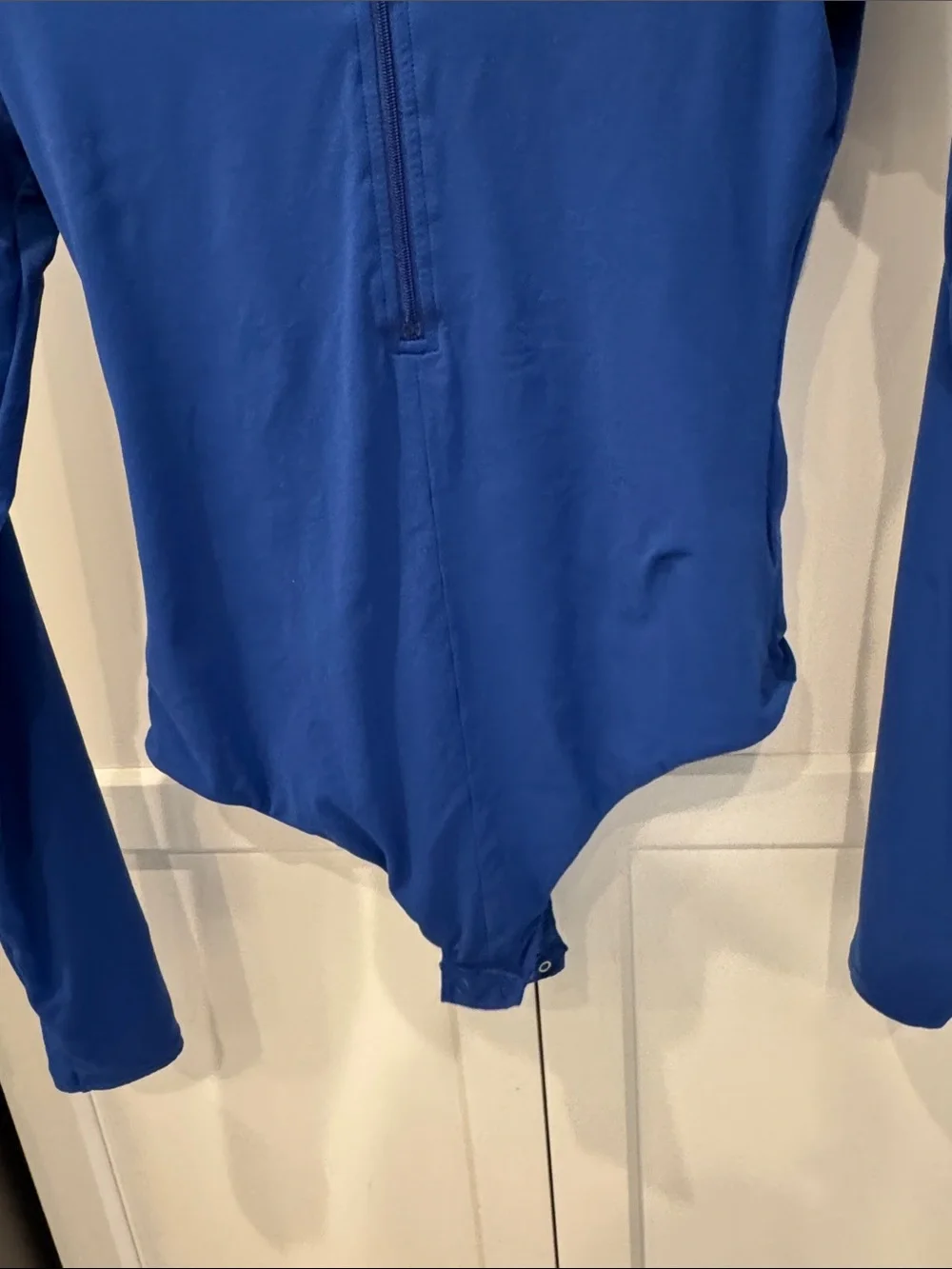 SKIMS Long-Sleeve Zip Front One-Piece Swimsuit in Royal Blue
